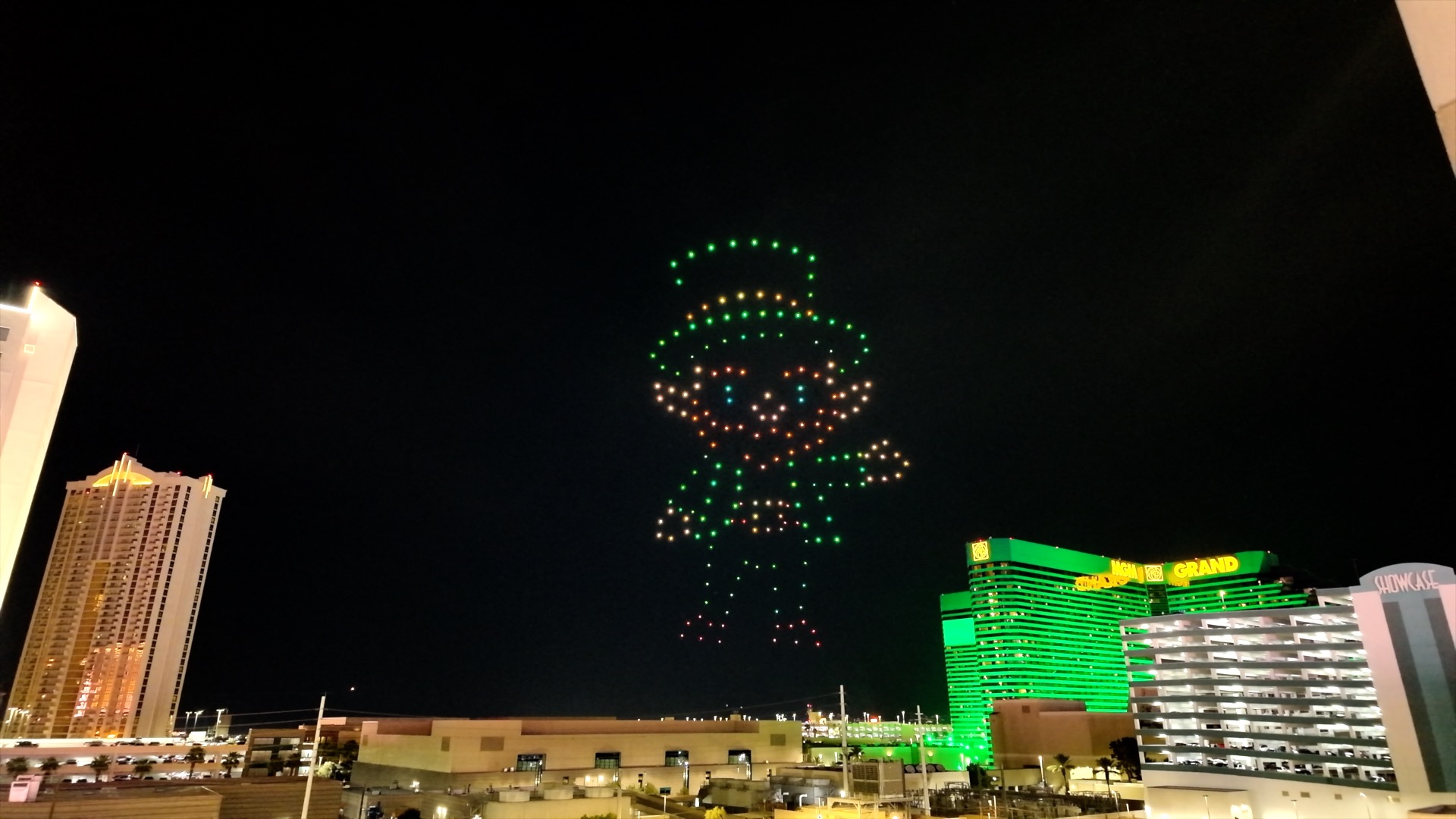 Leprechaun formation from a Las Vegas drone light show event